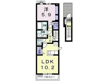 CALME(1LDK/2階)の間取り写真
