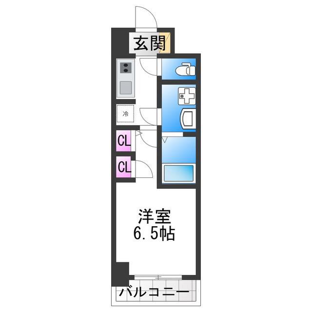 ES-GRANDE長居パークフロント(1K/8階)の間取り写真