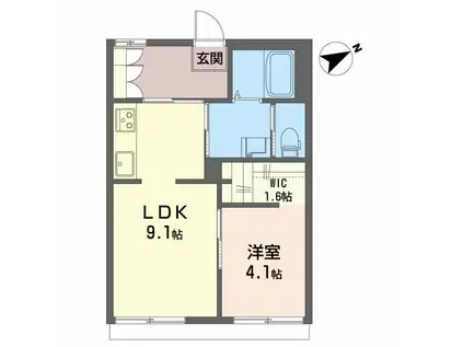 ニューフォーブルアオトB(1LDK/1階)の間取り写真