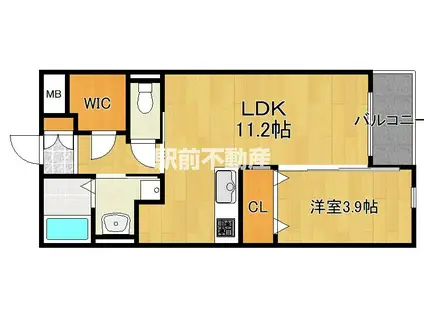 ボワットノワール(1LDK/4階)の間取り写真