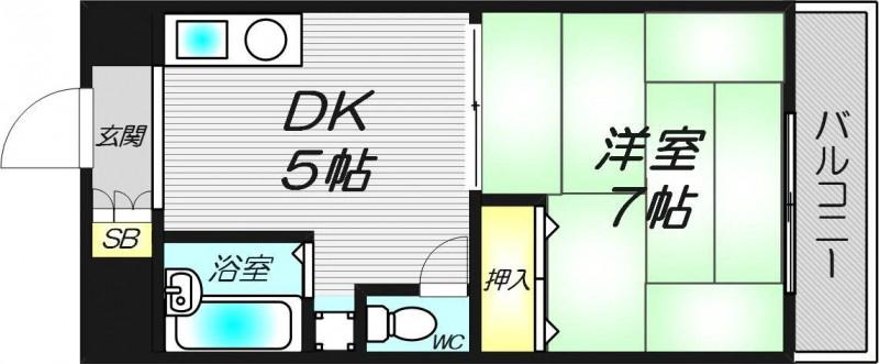 YKマンション(1DK/7階)の間取り写真