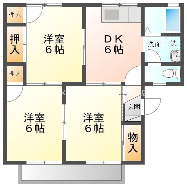 セジュール小林(3DK/2階)の間取り写真