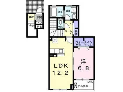 ソレイユ.イー(1LDK/2階)の間取り写真
