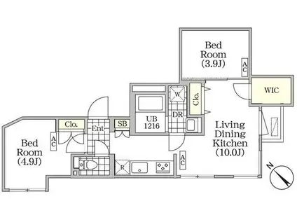 ブリックレジデンス目黒本町(2LDK/2階)の間取り写真