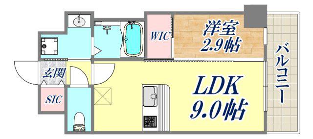 スワンズシティ神戸湊川2(1LDK/9階)の間取り写真