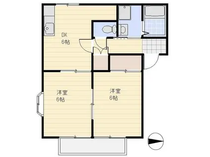 アドバンス(2DK/1階)の間取り写真