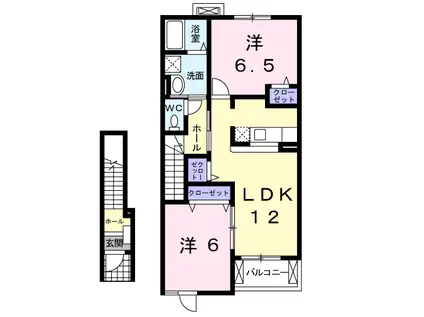 八街市 文違 2LDK(2LDK/2階)の間取り写真