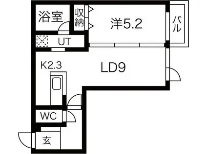 ラ・シュエット宮の森(1LDK/1階)の間取り写真