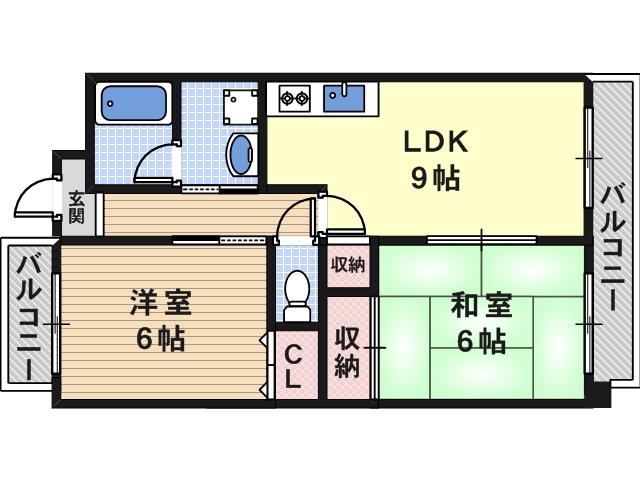 サニーコート・ナカイ(2LDK/4階)の間取り写真