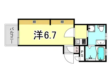 ワコーレヴィータ甲東園(1K/3階)の間取り写真