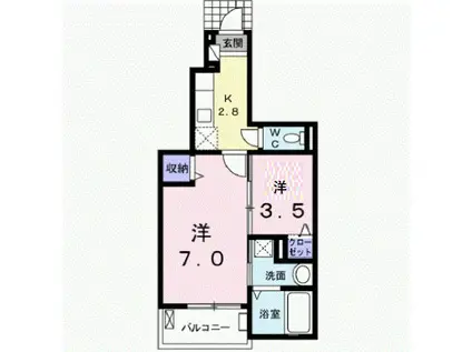 サニー・ヴィラV(2K/1階)の間取り写真