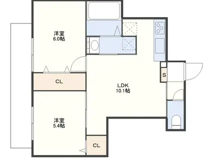 ファースト・ステージ滑石(2LDK/4階)の間取り写真