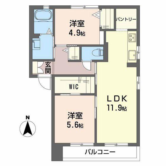 パークサイドヒルズ(2LDK/1階)の間取り写真
