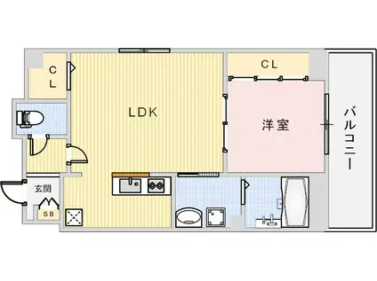 サンシエ神戸元町(1LDK/2階)の間取り写真