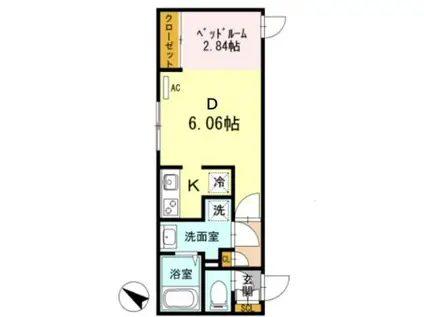 MODULOR白山II(1DK/4階)の間取り写真
