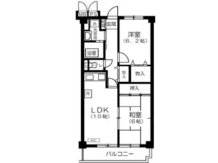 メゾン・オルラヴァン(2LDK/3階)の間取り写真
