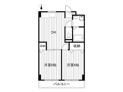 グランドール赤塚(2DK/3階)の間取り写真