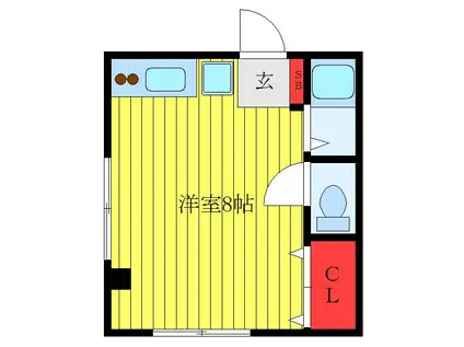エスポワール春日(ワンルーム/2階)の間取り写真