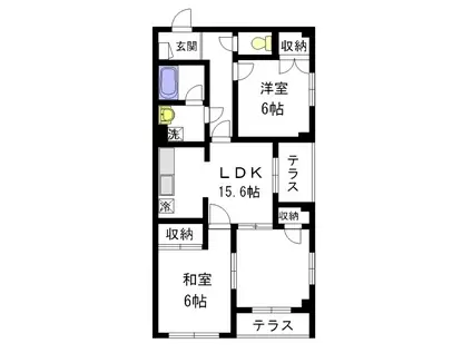 サンフラワー(2LDK/3階)の間取り写真