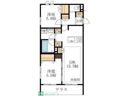 CASA TIGREカーサ ティグレ(2LDK/3階)の間取り写真