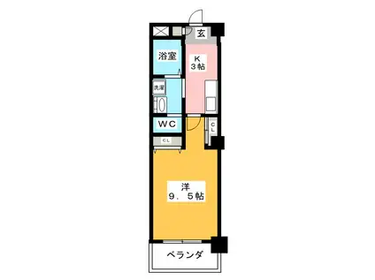 K129(1K/6階)の間取り写真