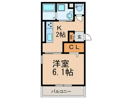 VILLA北花田D-ROOM(1K/1階)の間取り写真