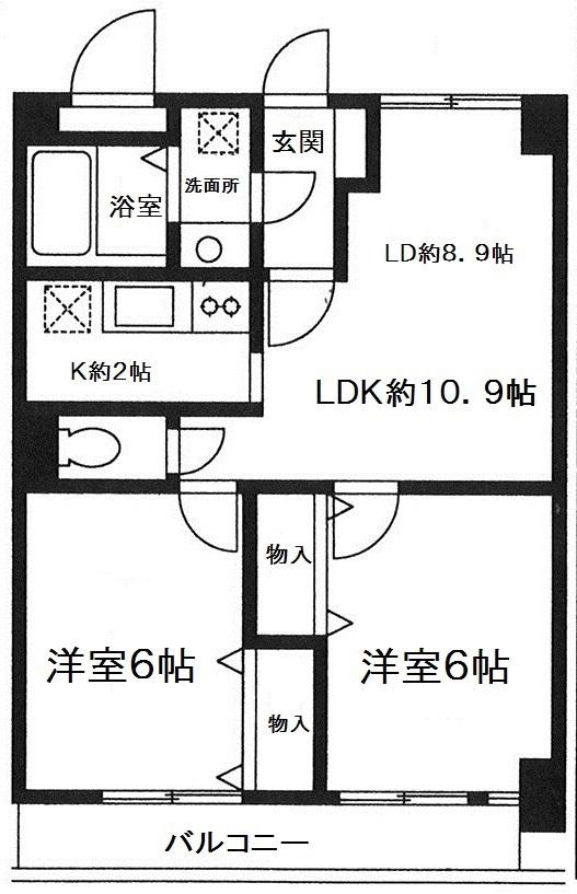 相模共永ビルⅠ(2LDK/4階)の間取り写真
