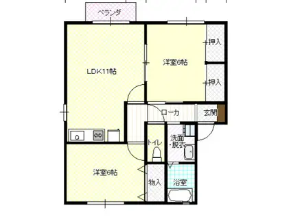 ファミール上加茂(2LDK/1階)の間取り写真