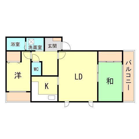 ベルトピア塩屋(2LDK/3階)の間取り写真