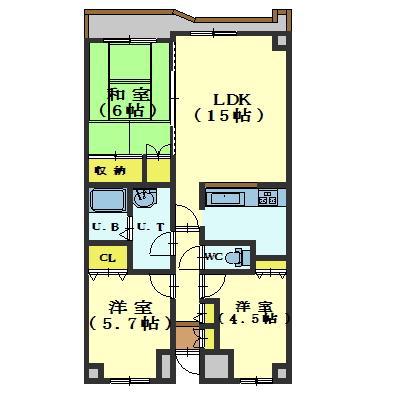 マンションリヴァージュ(3LDK/2階)の間取り写真
