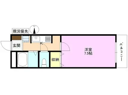 パインコート七瀬(1K/2階)の間取り写真