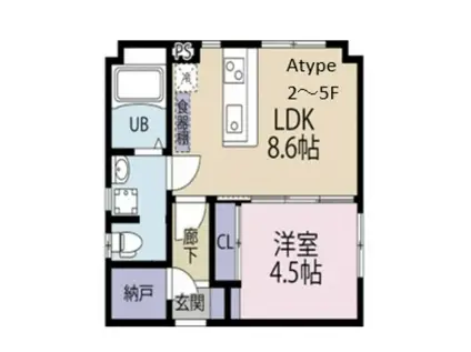 ヴァリエアキバドュゥ(1LDK/4階)の間取り写真