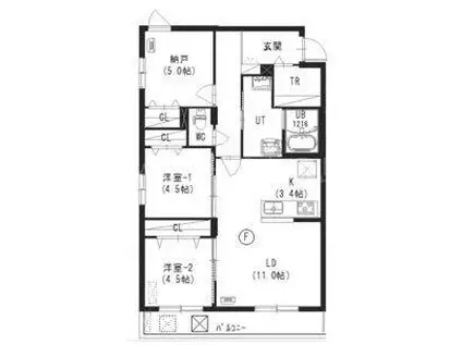 クレスト豊平公園(2SLDK/2階)の間取り写真