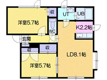 旭コーポ(2LDK/2階)の間取り写真
