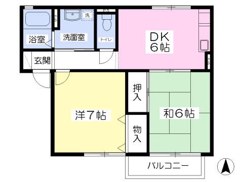 リバーサイド・アイルB(2DK/2階)の間取り写真