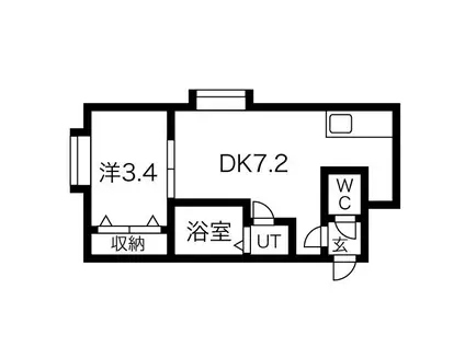 フラットJ月寒西(1DK/2階)の間取り写真