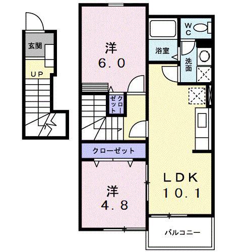 プラシードA(2LDK/2階)の間取り写真