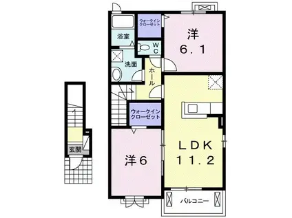 ドミールシャルマンIII(2LDK/2階)の間取り写真