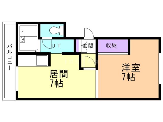 パレスビーチパーク(1DK/2階)の間取り写真