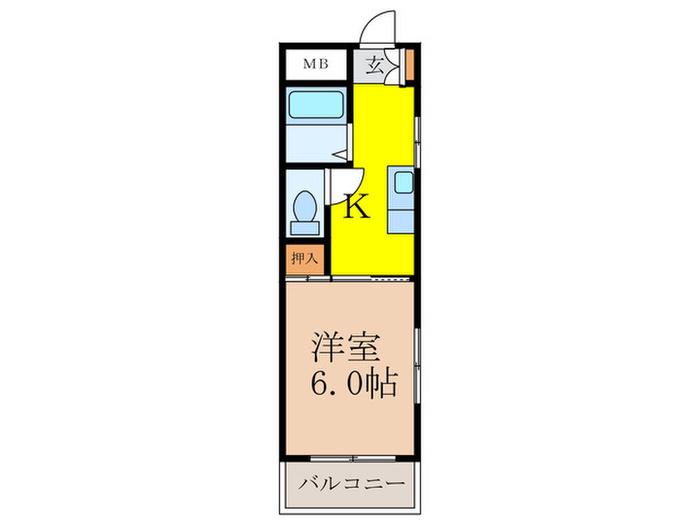 淀川西山マンション(1K/4階)の間取り写真
