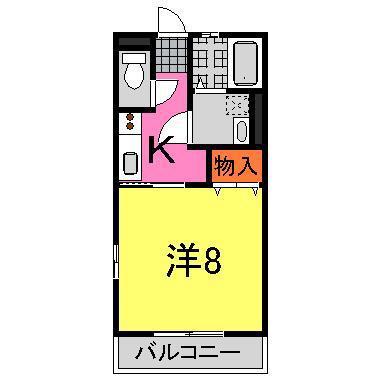オレンジハイム(1K/2階)の間取り写真