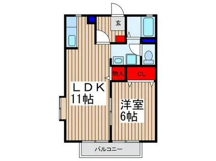 グランドガーデンOMIYA(1LDK/1階)の間取り写真