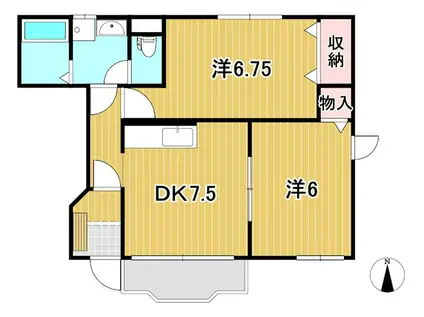 シューペルブ(2DK/1階)の間取り写真