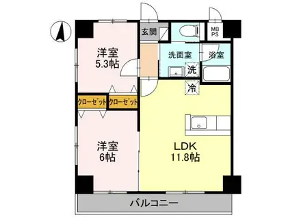 FREESIA(2LDK/3階)の間取り写真