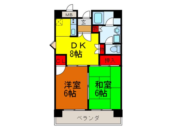 サニーハイツ三番館(2DK/3階)の間取り写真