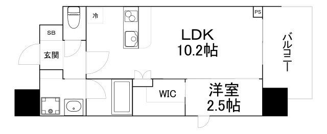 セレニテフラン谷町四丁目(1LDK/13階)の間取り写真
