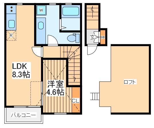 ゆいまーる(1LDK/2階)の間取り写真