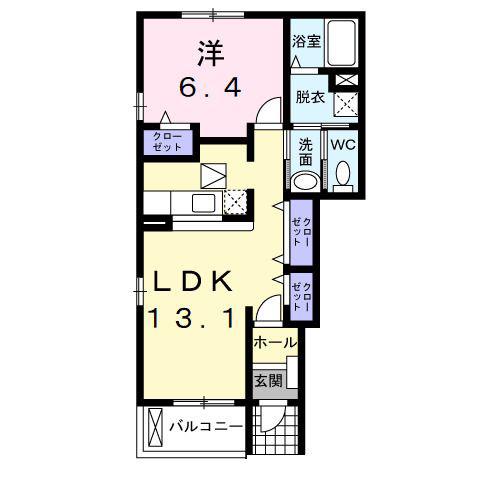 ネオ カーサ(1LDK/1階)の間取り写真
