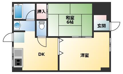 プレアール長居公園II(2DK/1階)の間取り写真