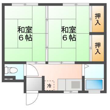 かなめ荘(2K/1階)の間取り写真